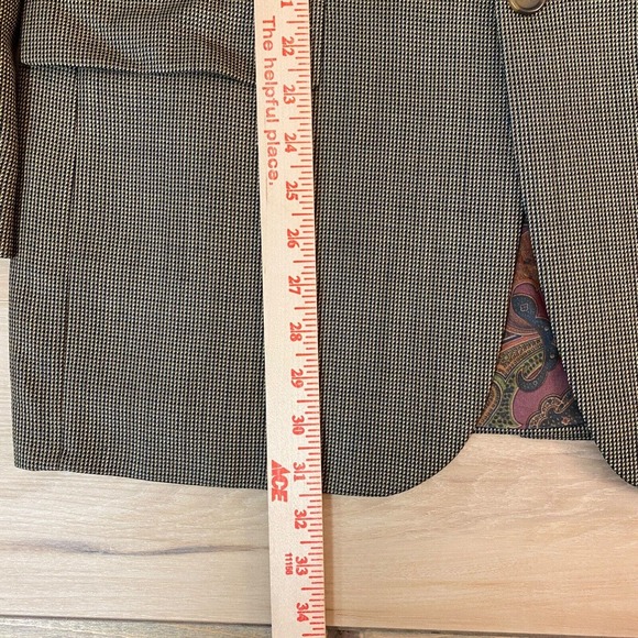 Lauren Ralph Lauren Blazer Mens 40R Wool Paisley lined 2 Button Green Brown - Picture 4 of 14